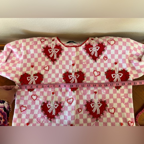 Design Options By Philip & Jane Gordon VTG Valentines Day Cardigan RARE - Picture 11 of 15